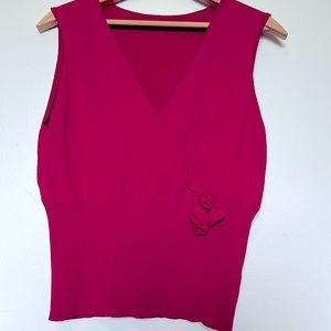 Magenta cotton polyester knit top.